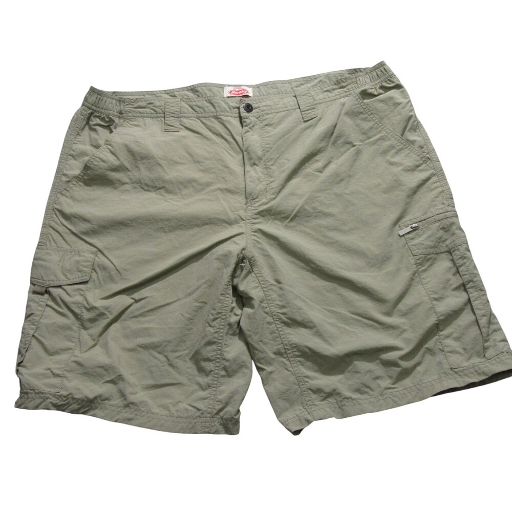 Berkley Mens Cargo Performance Shorts XL Khaki Stretch Nylon Fishing‎